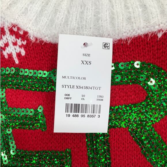33 Degrees Women XXS Red Merry Jolly Santa Ugly Christmas Sweater Holiday H10-18 - Picture 6 of 7